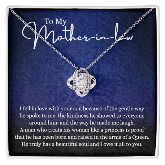To My Mother in Law Love Knot Necklace, Mother in Law Jewelry Gift Box, Gift Card For Mom, Necklace for Mother in Law Jewelry Gift For Women, To My Mother-in-law On Wedding Day Mother's day Necklace