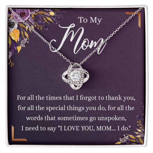 Mother Gift Necklace, To My Mom Love Knot Necklace From Daughter, Mother's Day Necklace Gift, Retriment Anniversary Necklace Gift For Mom, Bonus Mom Present for Mom Necklace Jewelry Gift for Women