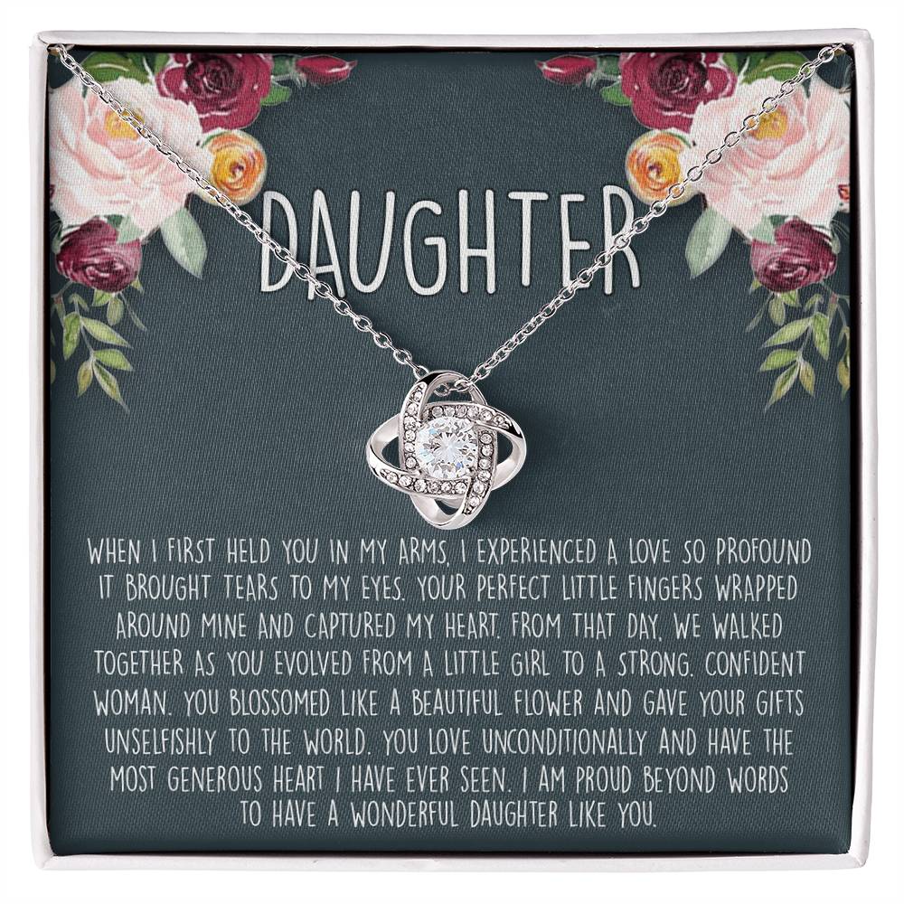 To My Daughter Love Knot Necklace From Parent And Daughter Love Knot Pendant Gift For Daughter From Mother Father To Daughter Love Knot Jewelry Gift For Girls, Wonderful Daughter Necklace