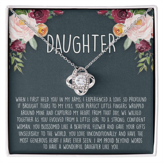 To My Daughter Love Knot Necklace From Parent And Daughter Love Knot Pendant Gift For Daughter From Mother Father To Daughter Love Knot Jewelry Gift For Girls, Wonderful Daughter Necklace