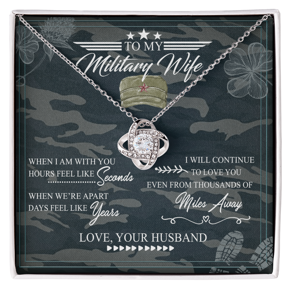 Military Wife Gift Necklace, Husband And Wife Love Knot Necklace, To My Military Wife Necklace From Husband - Veteran Necklace Gift For Wife, Jewelry Gift For Women, Soulmate Gift Necklace