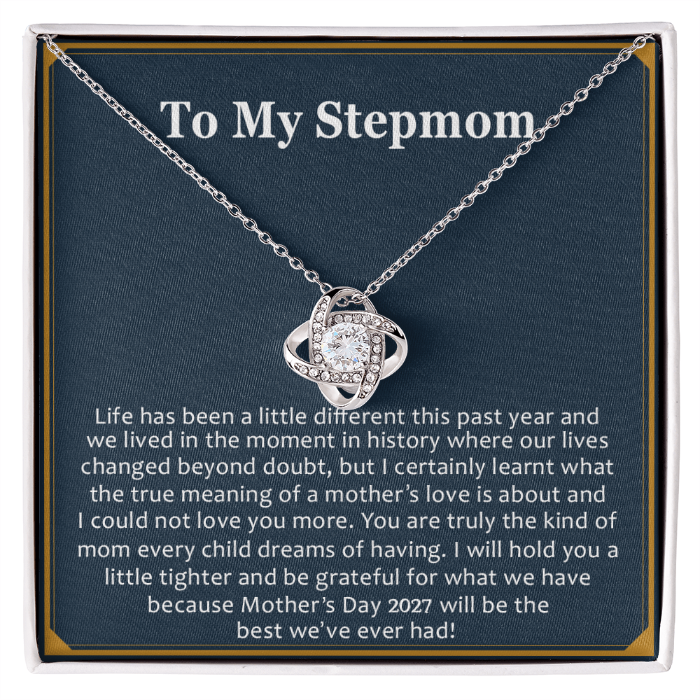 Mothers Day 2027 Gift for Stepmom, To My Step Mom Love Knot Necklace