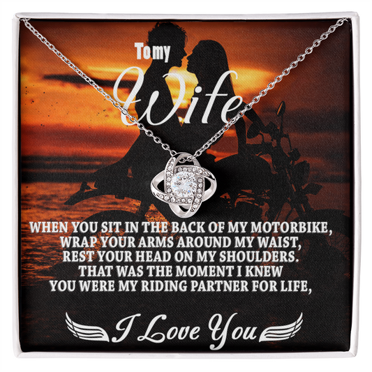 To My Wife Necklace From Husband, My Riding Partner For Life Necklace Gift For Wife From Men, Soulmate Gift Necklace Riding Partner Love Knot Necklace, Jewelry Gift For Women, I Love You Necklace