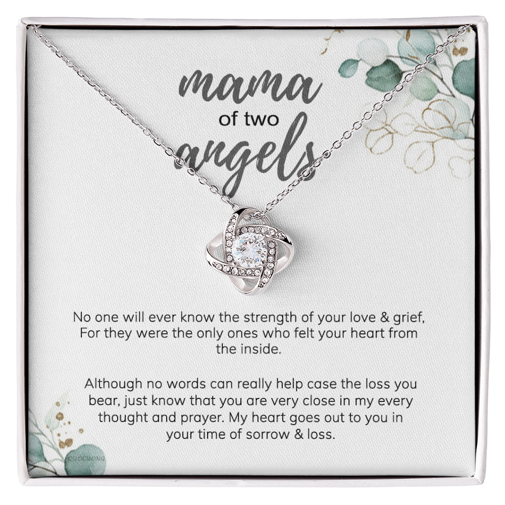 Mama Love Knot Necklace, Mama Of Two Angels Necklace From Daughter, Love And Grief Necklace Gift For Mom, Mother's Day Necklace Gift For Mom, Jewelry Gift For Mom From Daughter Gift Necklace To Mom