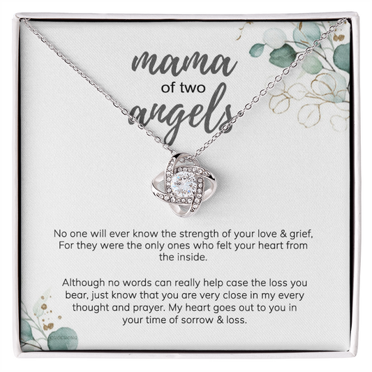 Mama Love Knot Necklace, Mama Of Two Angels Necklace From Daughter, Love And Grief Necklace Gift For Mom, Mother's Day Necklace Gift For Mom, Jewelry Gift For Mom From Daughter Gift Necklace To Mom