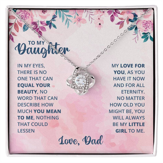Father To Daughter Gifts Necklace From Dad, Father And Daughter Love Knot Necklace, To My Daughter Necklace From Daddy On Graduation, Birthday, Valentines, Christmas For Daughter Beautiful Girl