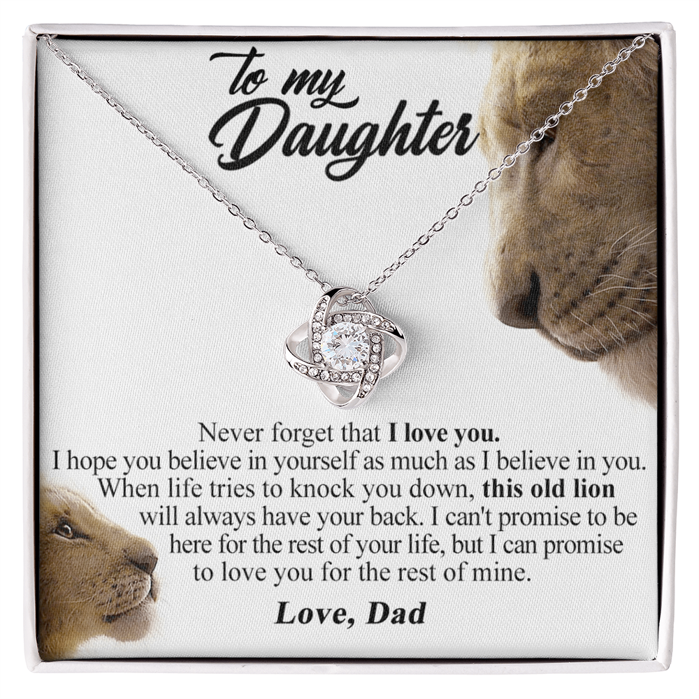 Daughter and Bonus Daughter Gift Necklace, To My Daughters Necklace Love Knot Jewelry Gift From Dad Step Dad Mom Step Mom For Birthday, Graduation Gift, Thanksgiving and Christmas For Daughter