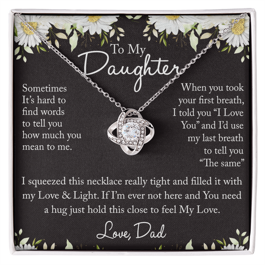 Father And Bonus Daughter Necklace, To My Daughters Necklace, Love Knot Jewelry Gift From Dad Step Dad Mom Step Mom For Birthday, Graduation Gift, Thanksgiving and Christmas, Jewelry Gift For Girls