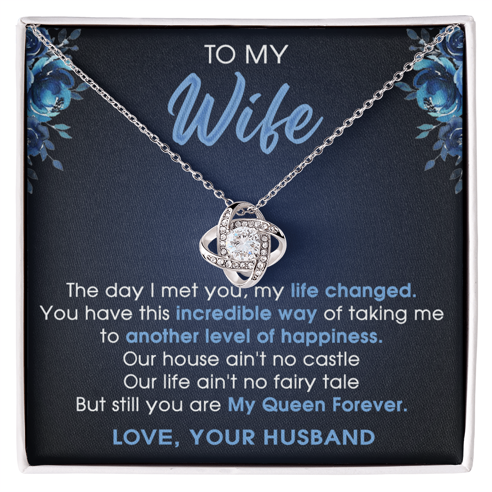 To My Wife Necklace From Husband Pendant Gift For Wife, Wife Gift Necklace, Husband To Wife Gift Love Knot Pendant From Men Jewelry Gift For Women, Soulmate Gift Necklace My Queen Forever Necklace