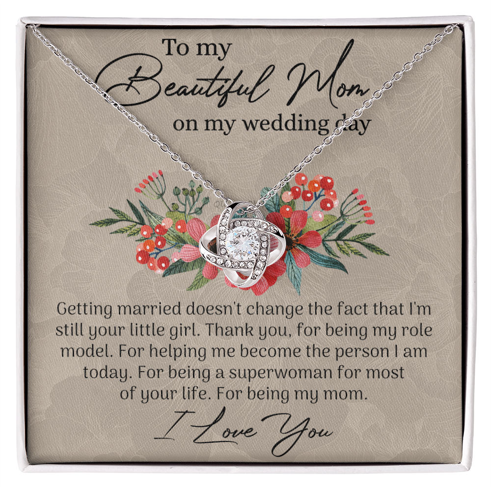 To My Beautiful Mom Necklace, Mom Wedding Gift Necklace from Bride, To My Beautiful Mom On My Wedding Day Necklace Mother of the Bride Gift Necklace Wedding Gift Necklace for Mom, Bride to Mom Gift