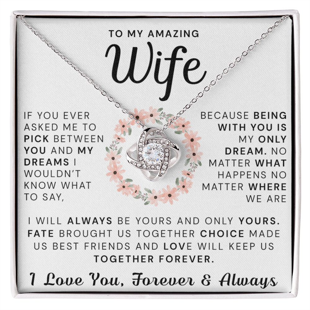 To My Amazing Wife Necklace From Husband, Gift Necklace For Wife, Soulmate, Girlfriend Necklace Gift On Valentine's Day Anniversary, Husband To Wife Love Knot Pendant Gift From Husband, Boyfriend