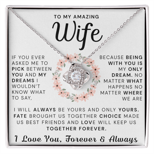 To My Amazing Wife Necklace From Husband, Gift Necklace For Wife, Soulmate, Girlfriend Necklace Gift On Valentine's Day Anniversary, Husband To Wife Love Knot Pendant Gift From Husband, Boyfriend