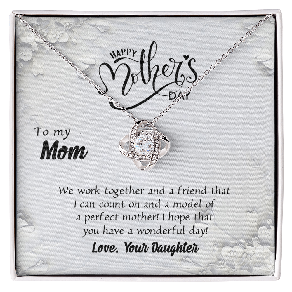 Happy Mother's Day Necklace, To My Mom Love Knot Necklace Gift From Daughter, Mom Your Daughter Necklace, Daughter And Mother Love Knot Pendant Gift For Mom Gift Necklace, Jewelry Gift For Women