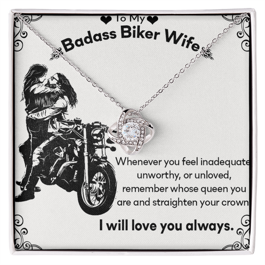 Wife Necklace Gift From Man, To My Badass Biker Wife Necklace From Husband Valentines Day Necklace Gift Anniversary Jewelry with Message Card and Gift Box Gift for Wife Gift Necklace Love You Always
