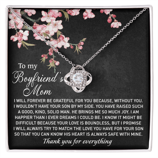 To My Boyfriend's Mom Necklace From Girlfriend, Gifts Necklace For Boyfriends Mom, Boyfriends Mom Love Knot Necklace Gift On Birthday Gift, Mothers Day, Christmas Anniversary, Jewelry For Women