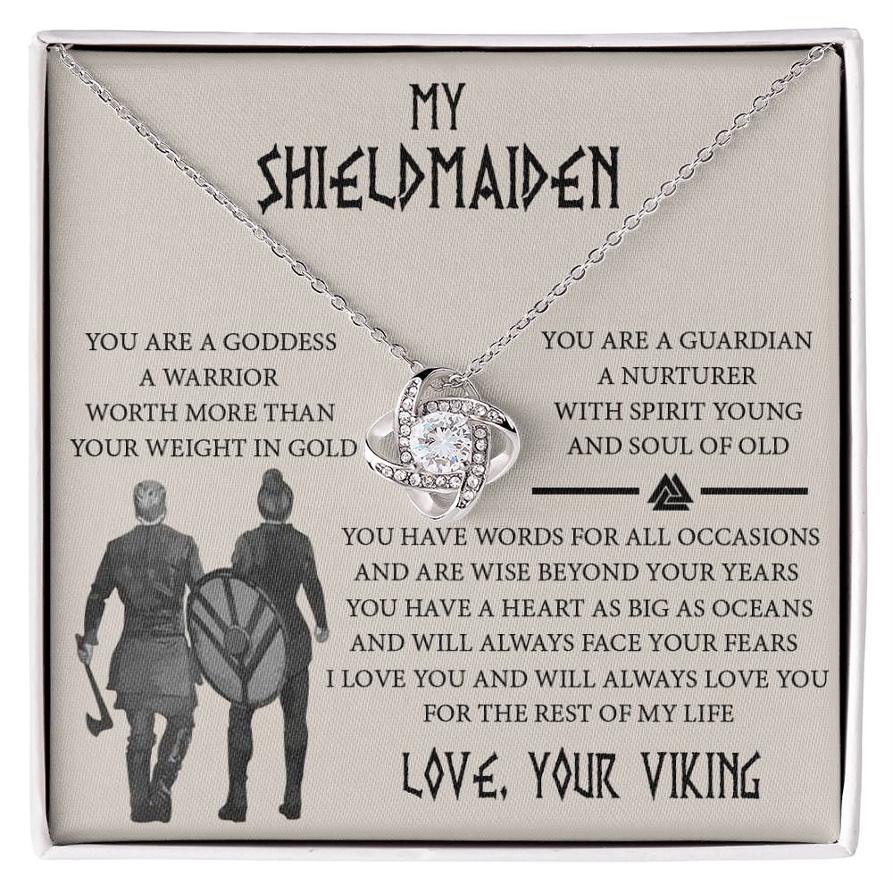 Shieldmaiden Gift Necklace, Viking Jewelry For Women, Love Knot Necklace Gifts For Her, Wife, Future-Wife, Soulmate, Girlfriends, Fiance From Him Husband, On Mother's Day, Birthday, Anniversary