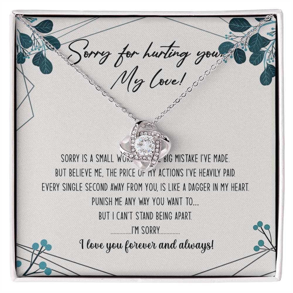 Sorry For Hurting You My Love Necklace Gift From Boyfriend, Husband, I'm Sorry Gift Necklace To Girlfriend, Soulmate Necklace, Wife I Love You Forever And Always Necklace, My Love Knot Necklace