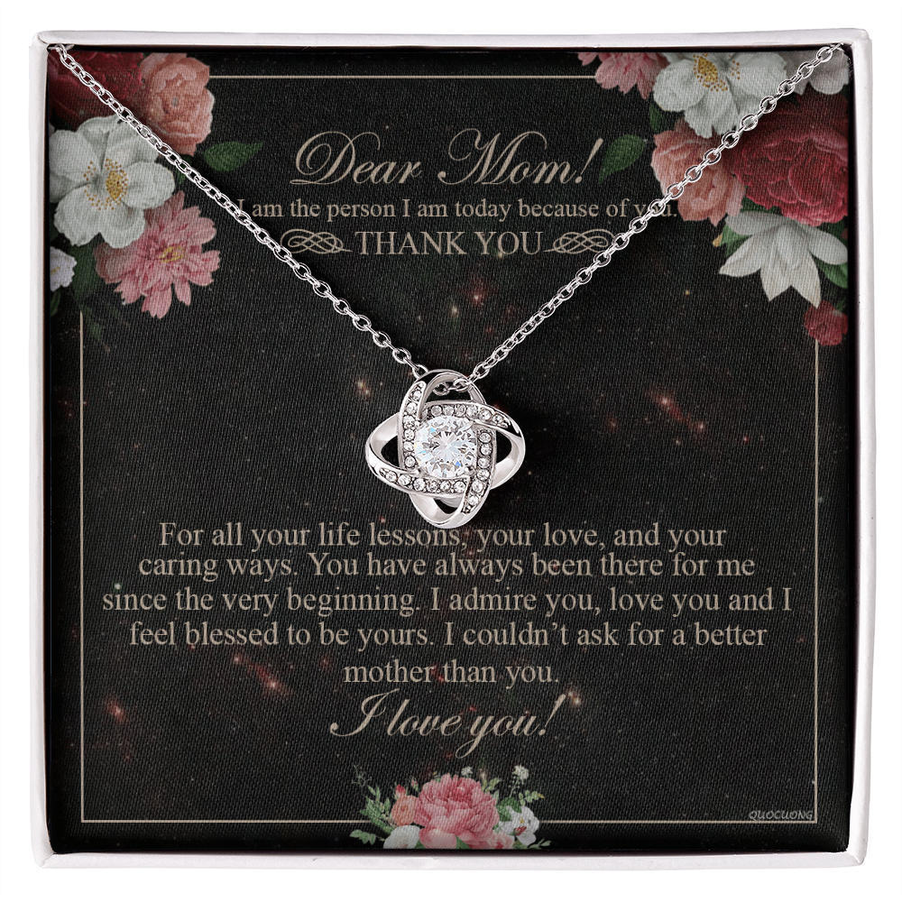 Meaningful Gift To Mom, Thank You Card For Mom, To My Mom Necklace From Daughter, I Love You Necklace For Mom, To Mom Love Knot Necklace, Jewelry For Mom On Birthday Gifts Mothers Day, Anniversary