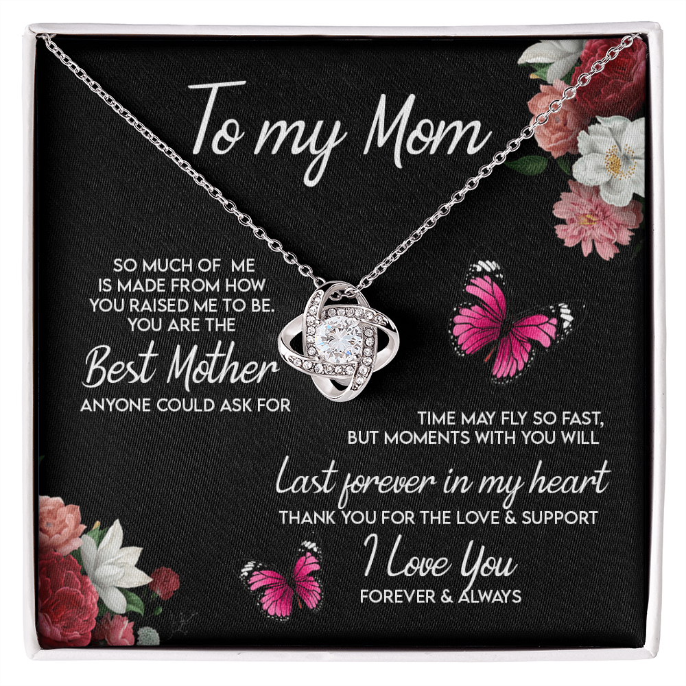 Mom Gift Necklace, To My Mom Necklace From Daughter, Love Knot Necklace Gift For Mom, Happy Mother's Day Necklace Gift Forever And Always Pendant Gift For Mom, Jewelry Gift For Women, Mom Butterfly