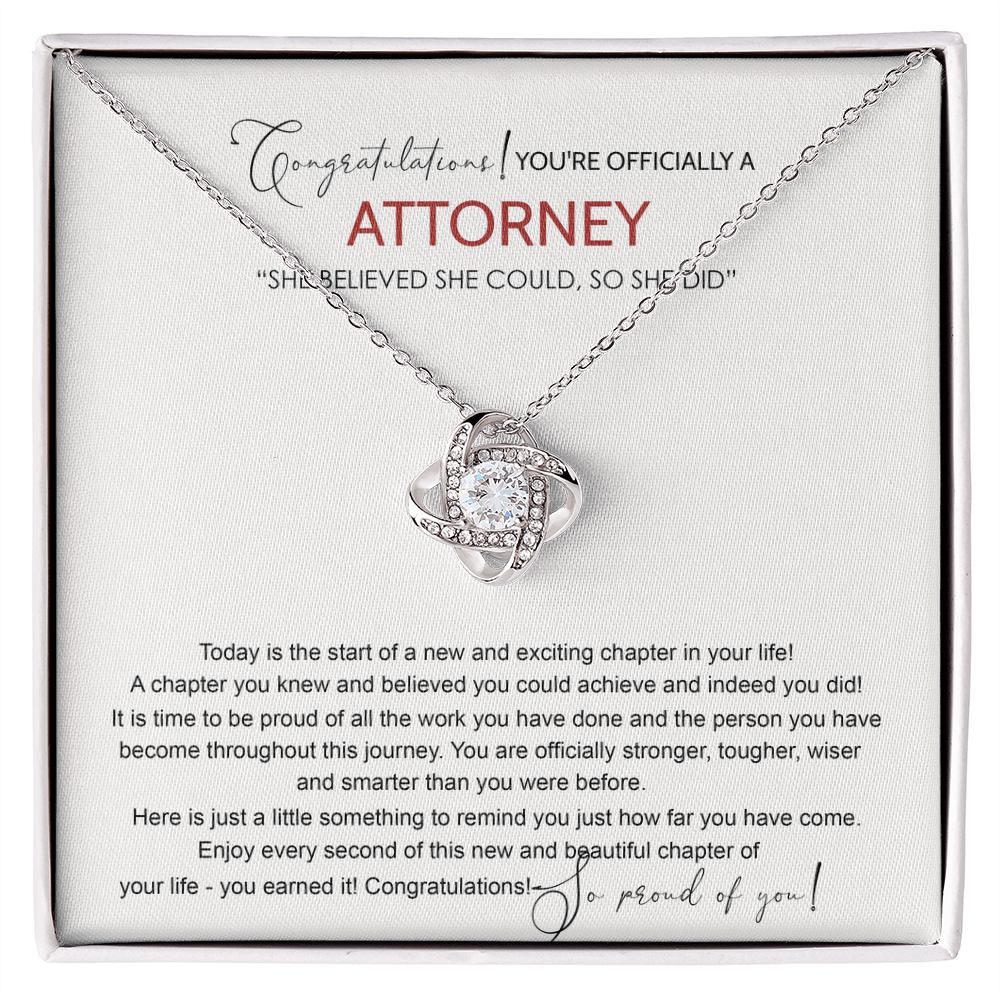 Attorney Graduation Gift Necklace Doctoral Degree, JD Graduation Gift, Law Student Gift, New Attorney Necklace Graduation Congrats Graduation Love Knot Necklace Gift For Daughter Granddaughter, Niece