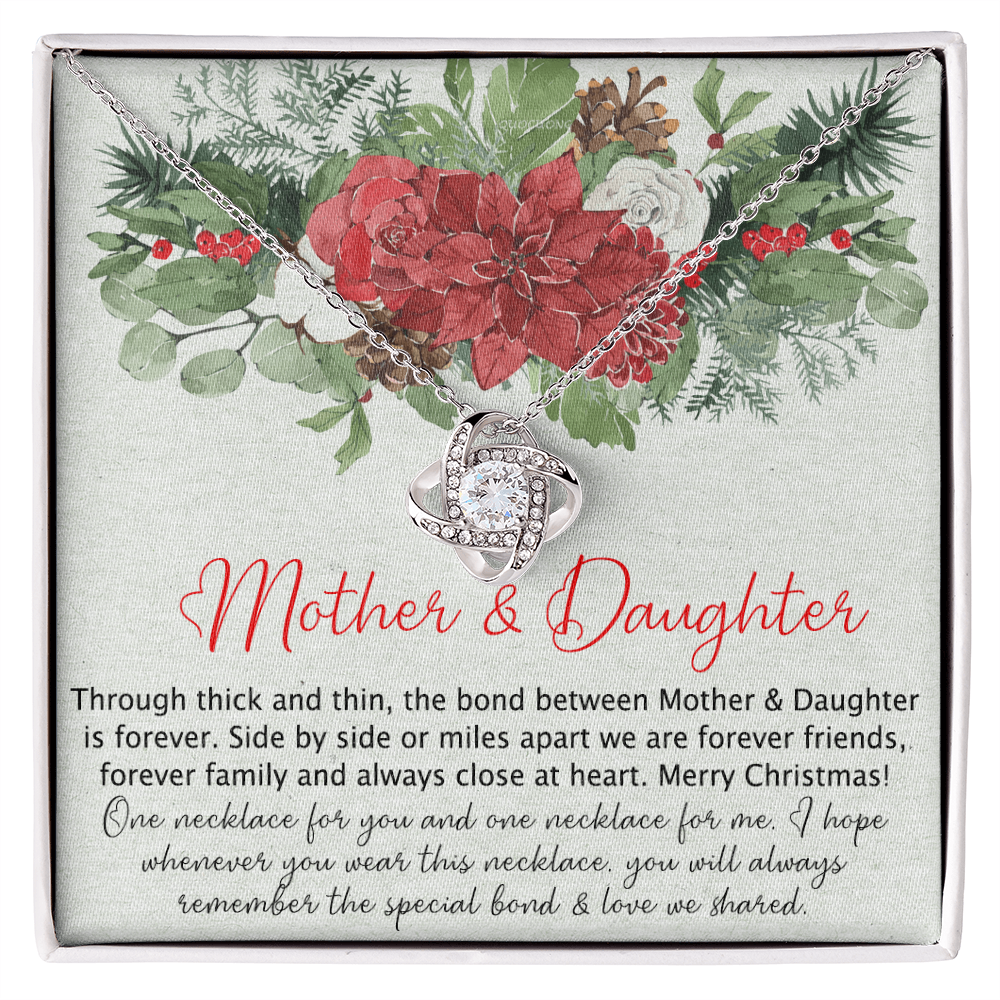 Mother And Daughter Gift Necklace, To My Mom Love Knot Necklace Gift From Daughter, Merry Christmas Necklace Gift For Mom, Mother To Daughter Gift Necklace, Jewelry Gift For Women, Mother Daughter