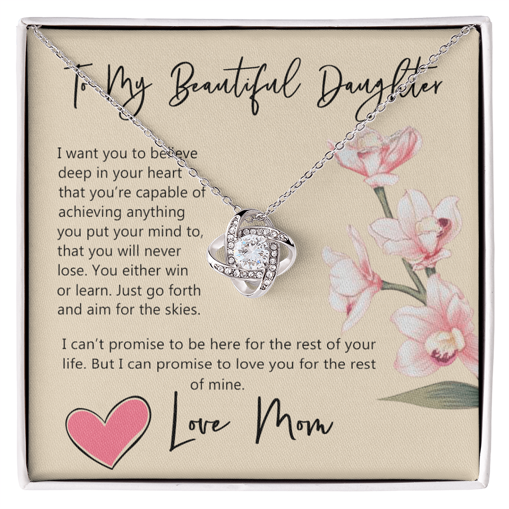 Daughter Gift Necklace, To My Beautiful Daughter Necklace From Mom, Mother, Necklace Jewelry For Daughter, Mother And Daughter Necklace Pendant Gift On Christmas, Anniversary Graduation Gift
