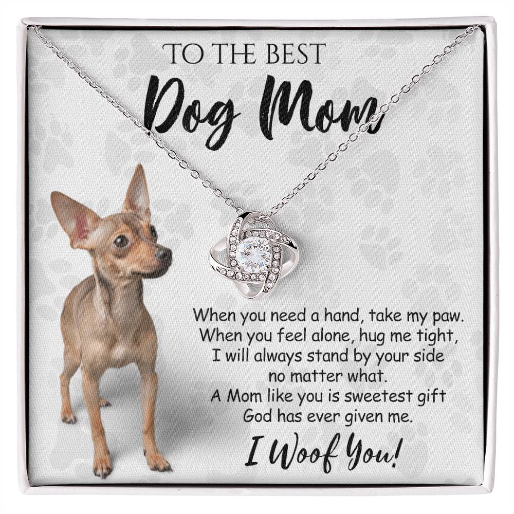 To The Best Dog Mom Love Knot Necklace From Daughter Mother's Day Necklace Gift, Chihuahua Love Knot Pendant, Jewelry Gift For Women, Dog Lovers Chihuahua Gift Necklace, Dog Mom Gift Necklace