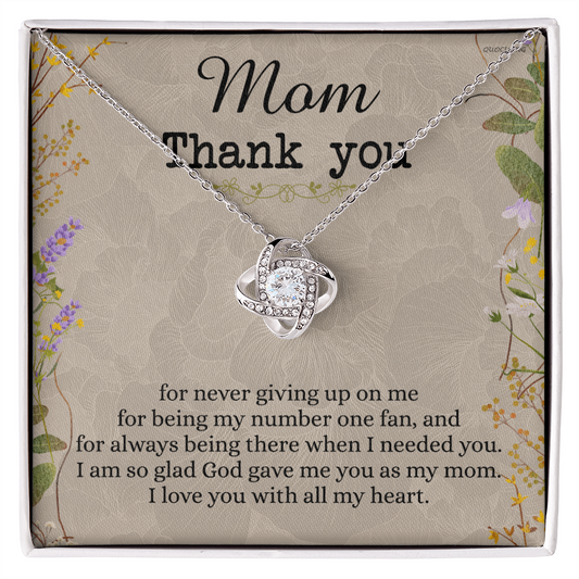 Mom Thank You Gift Necklace, To My Mom Love Knot Necklace From Daughter Necklace Gift For Mom Mother's Day Necklace Gift For Mom, Birthday Gift For Mom Anniversary Jewlry Gift For Women, Mom