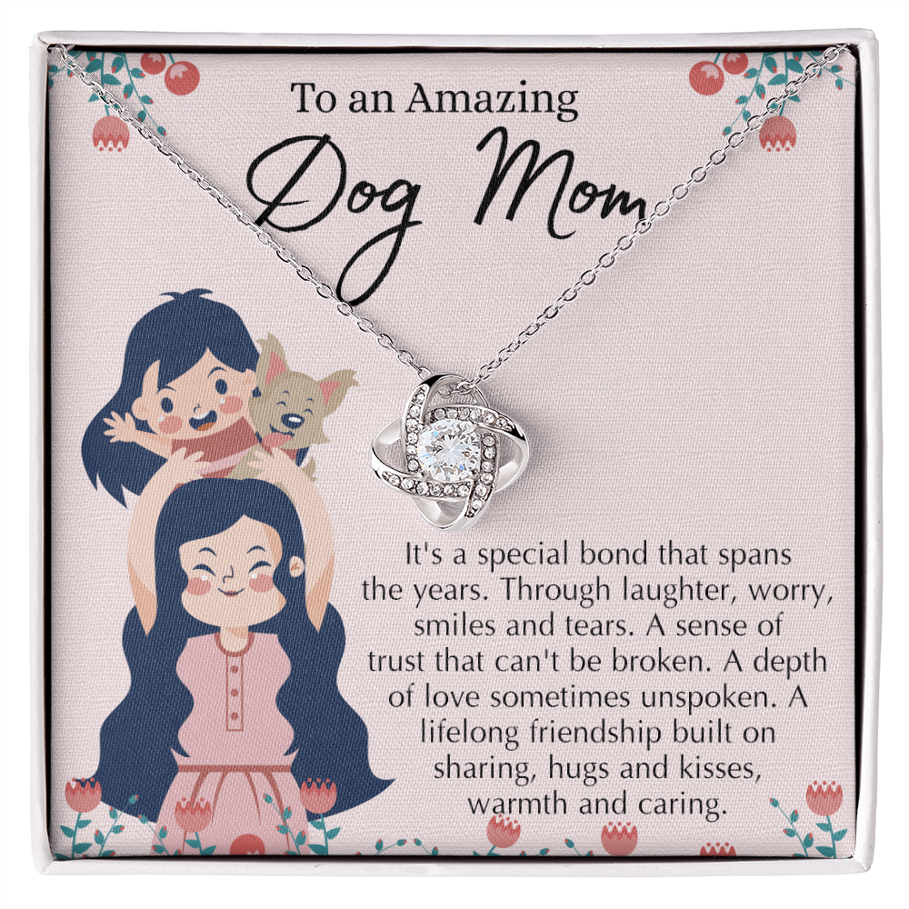 To An Amazing Dog Mom Love Knot Necklace From Daughter, Dog Mom Gift Necklace On Mother's Day, Dog Mom Necklace Jewelry Gift For Women, Dog Mama Sentimental Gift Necklace Dog Lover Gifts For Her