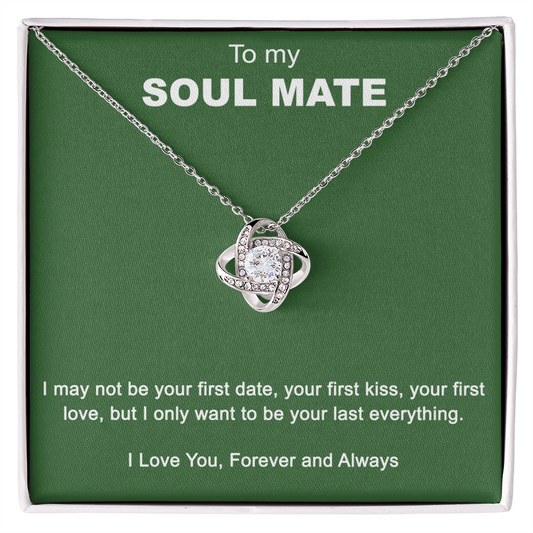 To My Soul Mate Love Knot Necklace Gift From Husband, Boyfriend with Message Card Gift For Soulmate Love Knot Pendant, Gift Necklace for Her Romantic Soulmate Gift Pendant, Girlfriend Gifts