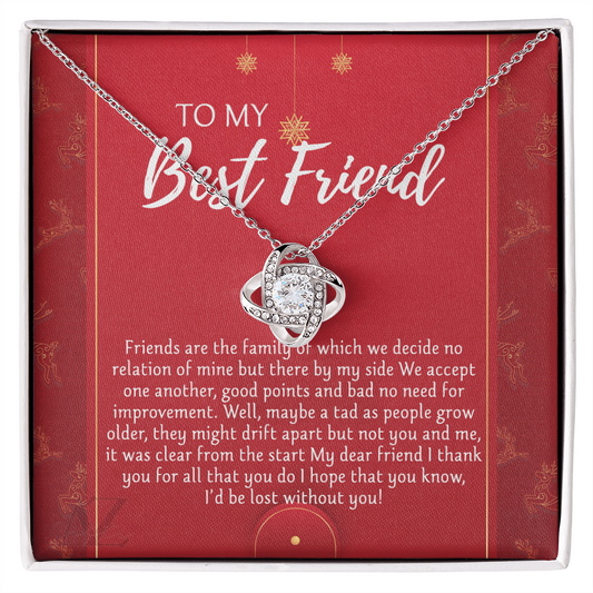 To My Best Friend Christmas Necklace From Friend, Jewelry Gift For Friend, Christmas Love Knot Necklace For Friend, BFF Best Friend Gift Necklace On Anniversary, Christmas Friends Are The Family