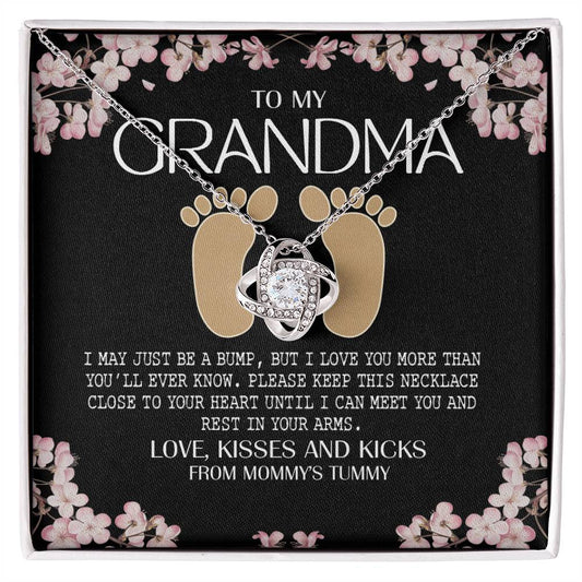 Jewelry Gift for Women, Grandma - To My Grandma Love Knot Necklace From Mommy's Tummy, Grandma And Granddaughter Gift Necklace, This Necklace Close To Your Heart Pendant, My Grandma Gift Necklace