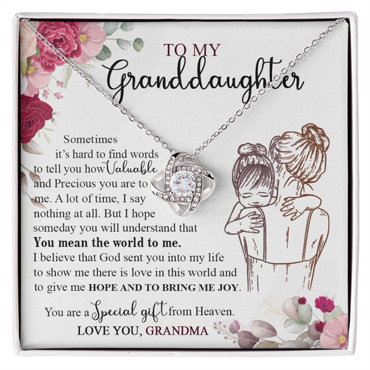 Granddaughter And Grandma Necklace, Jewelry Gift Necklace For Granddauhter - To My Granddaughter Necklace From Grandma, Love Knot Necklace For Granddaughter, Special Necklace From Heaven Necklace