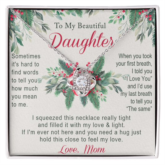 To My Daughter Gift Necklace from Mom Necklace for Daughter Present for Daughter Christmas Day Gift Christmas Necklace Pendant Jewelry for Daughter Christmas Card Jewelry Gift For Girls Little Girl