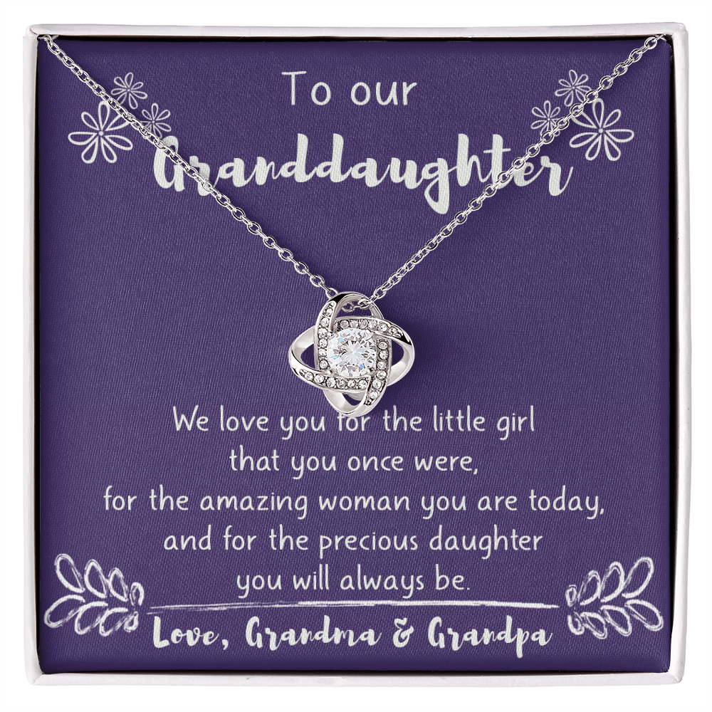 To Our Granddaughter Love Knot Necklace Gift From Grandma And Grandpa, Gifts Necklace For Grandma Grandmother or Grandpa Grandfather To My Granddaughter Graduation Gift Birthday Gift Pendant Jewelry