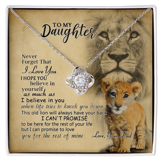 Daughter Gifts Necklace from Lion Dad to Daughter, Father Daughter Necklace, To My Daughter Lion Love Knot Necklace Gift Dad And Daughter Necklace Gift on Birthday Gift Anniversary Graduation Gift