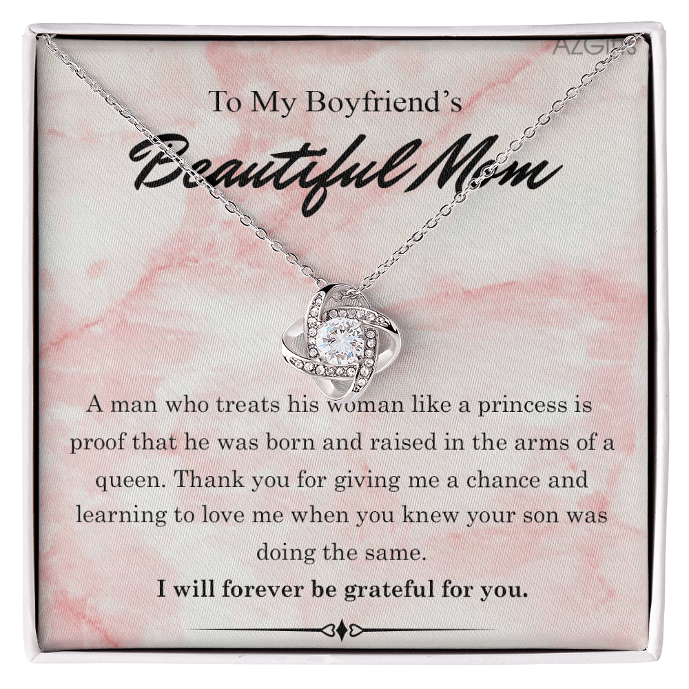To My Boyfriends Beautiful Mom Necklace From Girlfriend, Gift Necklace For Boyfriend's Mom Jewelry For Mom On Mothers Day For Boyfriend Mom, Boyfriend's Mom Christmas Necklace Gift for Bf Mom