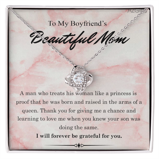 To My Boyfriends Beautiful Mom Necklace From Girlfriend, Gift Necklace For Boyfriend's Mom Jewelry For Mom On Mothers Day For Boyfriend Mom, Boyfriend's Mom Christmas Necklace Gift for Bf Mom