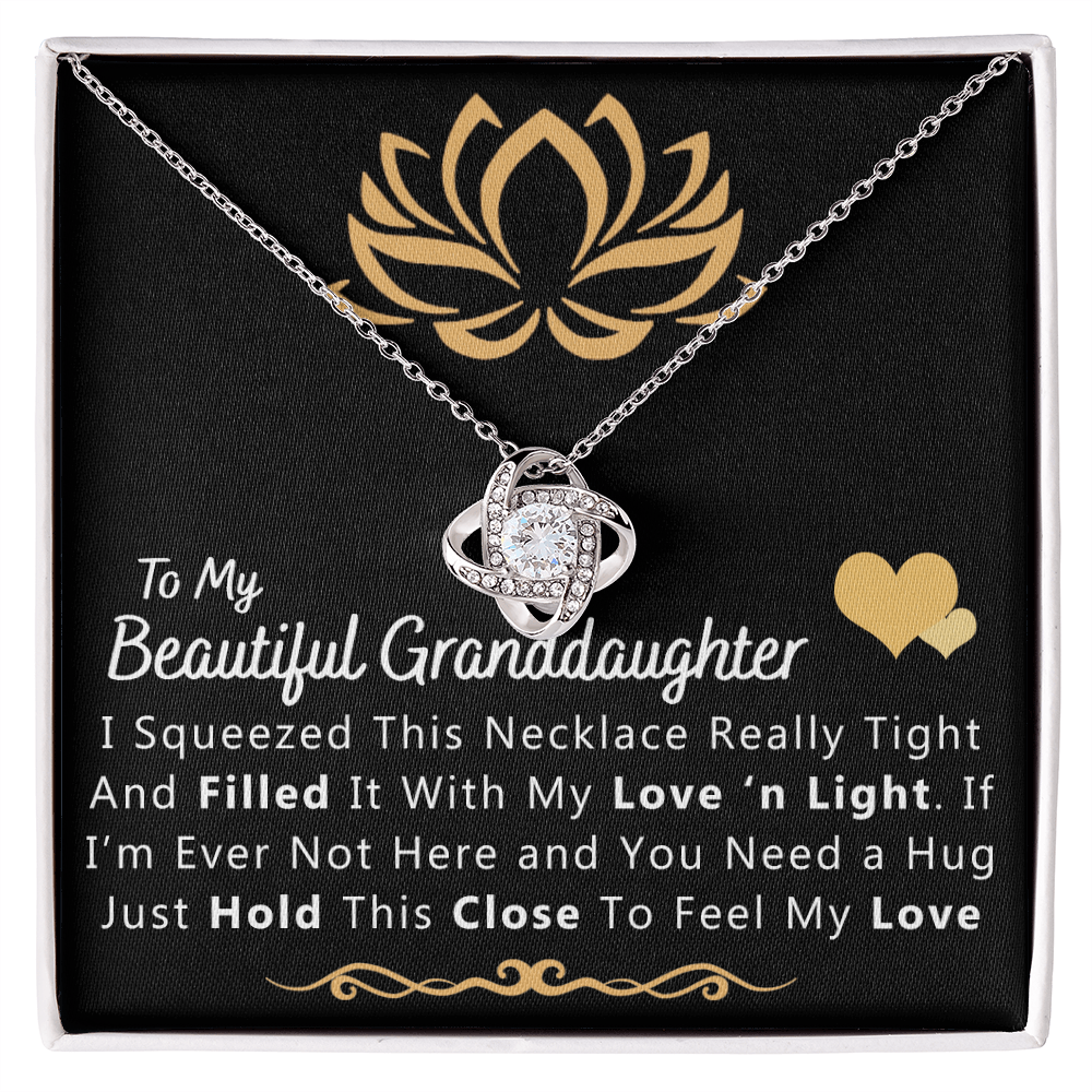 To My Beautiful Granddaughter Necklace From Grandma And Grandpa, To Granddaughter Love Knot Necklace, Gift Pendant For Granddaughtr, I Squeezed This Necklace Gift For Girls On Birthday, Anniversary