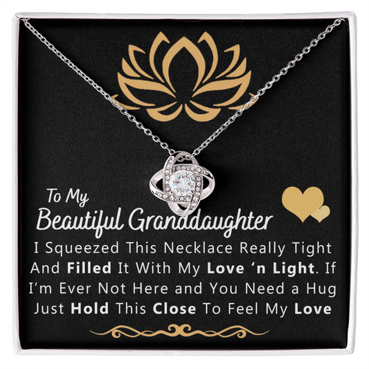 To My Beautiful Granddaughter Necklace From Grandma And Grandpa, To Granddaughter Love Knot Necklace, Gift Pendant For Granddaughtr, I Squeezed This Necklace Gift For Girls On Birthday, Anniversary