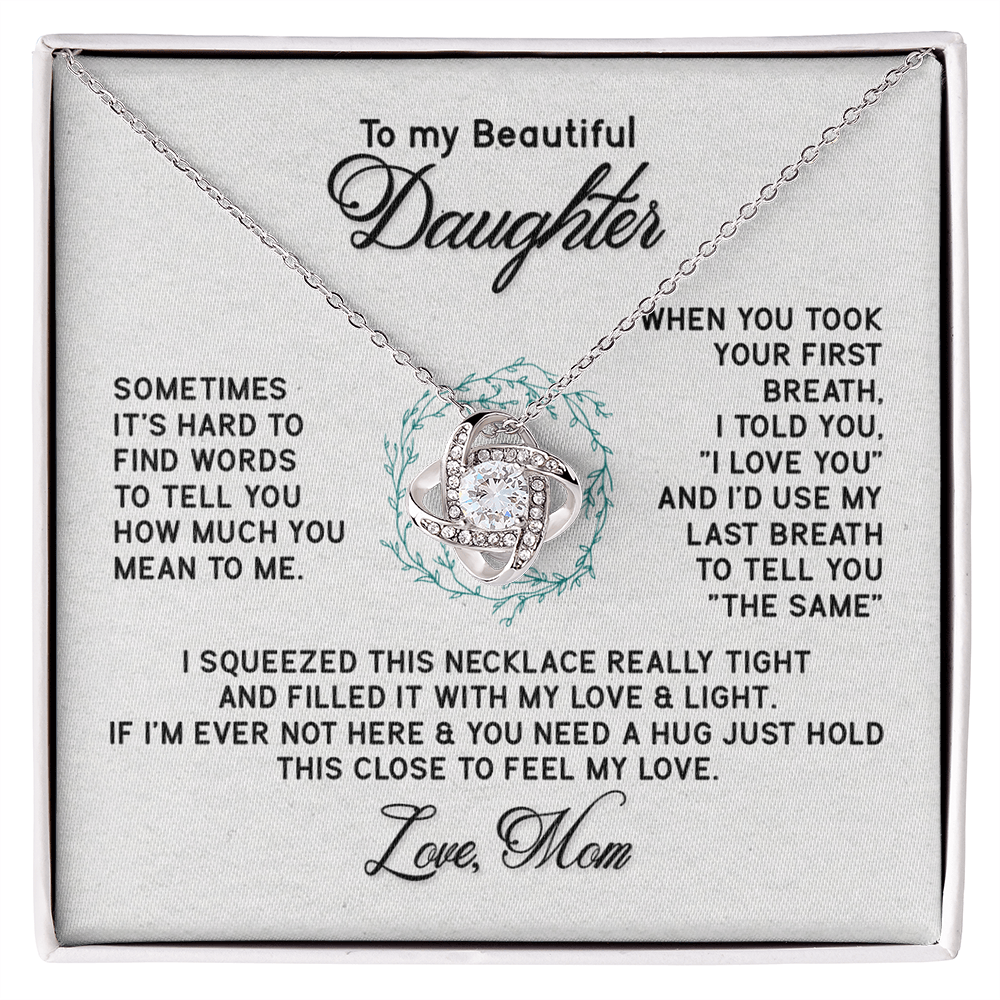 To My Beautiful Daughter Necklace from Mom, Mother to Daughter Gift Necklace for Daughter from Mother Jewelry Gift For Girls Little Girl, Daughter Necklace Pendant, Beautiful Daughter Necklace