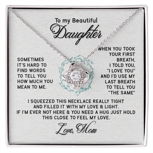 To My Beautiful Daughter Necklace from Mom, Mother to Daughter Gift Necklace for Daughter from Mother Jewelry Gift For Girls Little Girl, Daughter Necklace Pendant, Beautiful Daughter Necklace