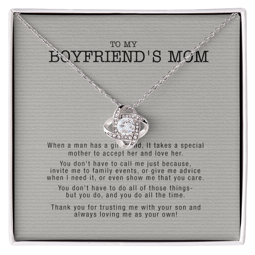 Gifts for Boyfriend's Mom Necklace, To My Boyfriends Mom Necklace, Boyfriend's Mom Gifts, Gifts For My Boyfriends Mom Love Knot Necklace From Man, Boyfriends Mom Christmas Necklace Mother's Day