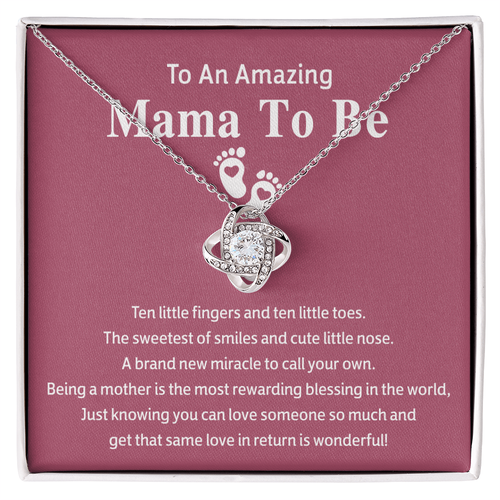 Mama To Be Gift Necklace, To An Amazing Mama To Be Necklace From Daughter, Mama To Be Love Knot Necklace, Wonderful Mom Gift Necklace From Daughter, Jewelry Gift For Women, Mama To Be Necklace Gift