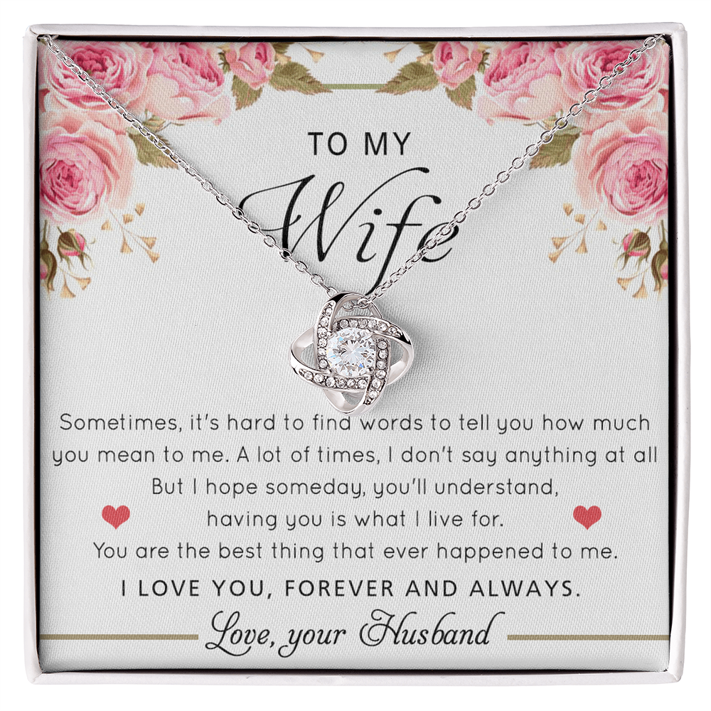 Gift Necklace For Wife, To My Wife Love Knot Necklace From Husband, Valentines Day Necklace Gift For Wife, Soulmate Gift Necklace Personalized Gift Jewelry Custom Romantic Gift Necklace For Wife