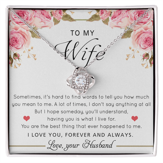 Gift Necklace For Wife, To My Wife Love Knot Necklace From Husband, Valentines Day Necklace Gift For Wife, Soulmate Gift Necklace Personalized Gift Jewelry Custom Romantic Gift Necklace For Wife