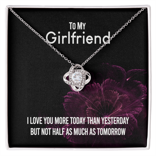 To My Girlfriend Necklace Romantic Girlfriend Birthday Gifts for Girlfriend From Boyfriend, Husband, Girlfriend Gift Necklace - Jewelry Gift For Girls, Love Knot Pendant Gift For Girlfriend, Soulmate