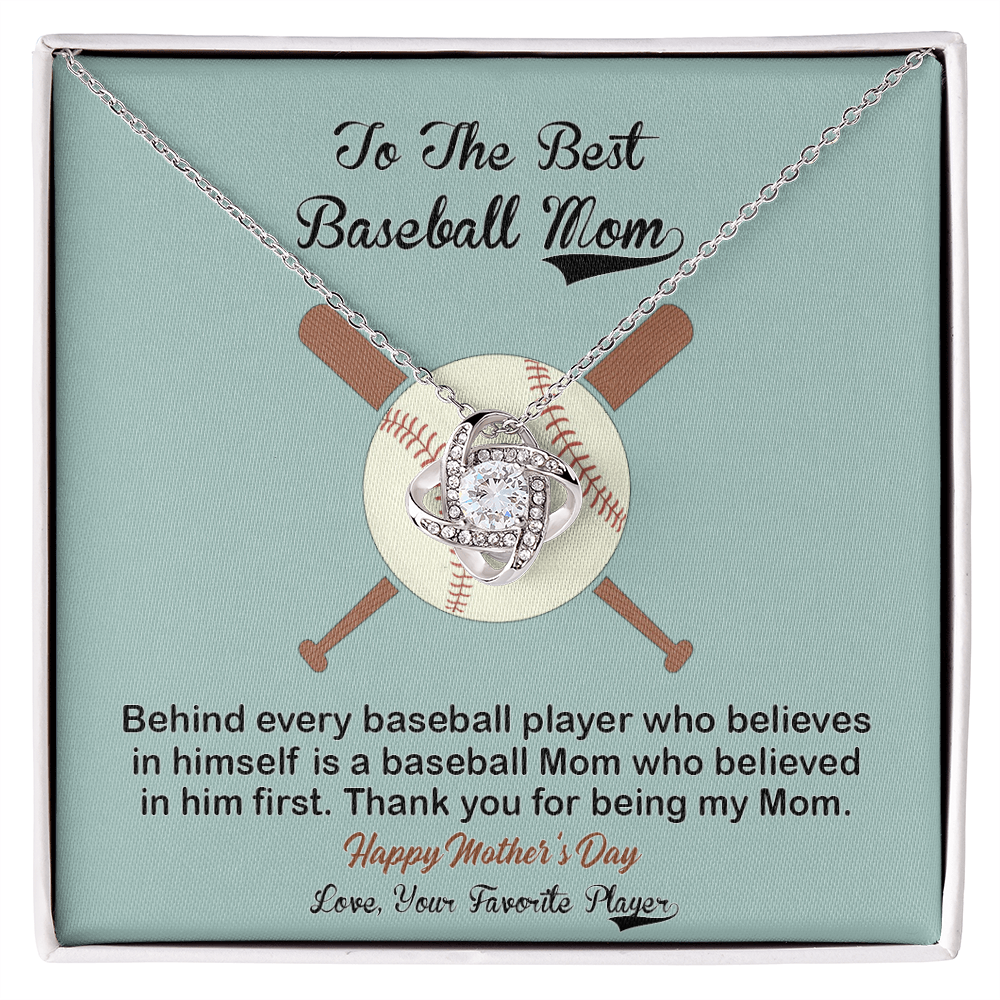 Baseball Mom Gift Necklace, To the Best Baseball Mom Necklace From Daughter, Favorite Player Necklace Gift For Mom, Baseball Mom Love Knot Necklace Jewelry Gift For Women, To The Best Mom Necklace