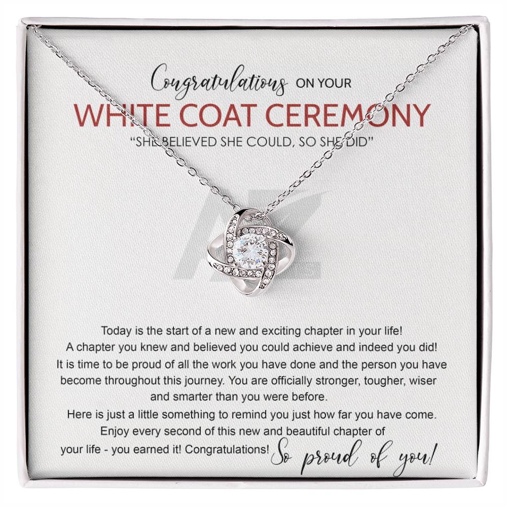 White Coat Ceremony Gift Necklace, Chiropractor White Coat Ceremony, New Doctor Gift, Gifts For for Girl, Daughter With Message Card and Gift Box Necklace Love Knot Necklace SO-2655078 chong hj