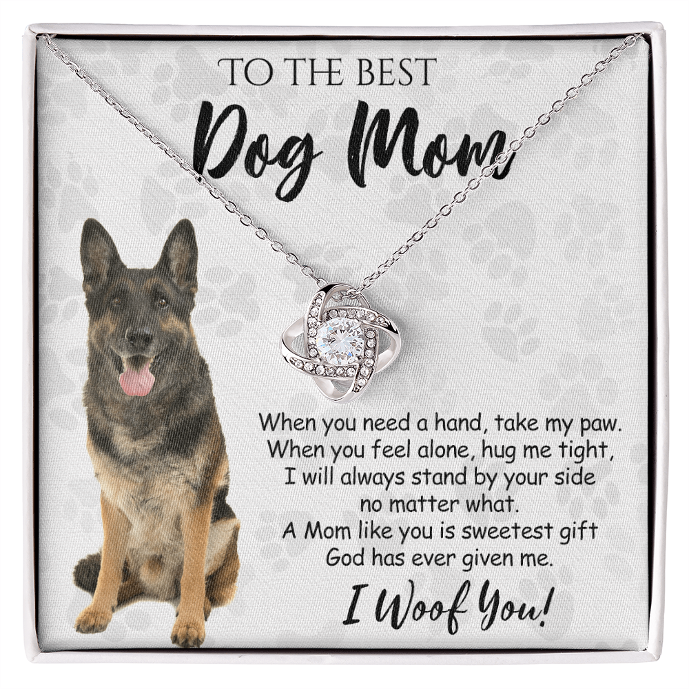 To The Best Dog Mom Love Knot Necklace From Daughter Mother's Day Necklace Gift, German Shepherd Love Knot Pendant, Jewelry Gift For Women, Dog Lovers German Shepherd Gift Necklace, Dog Mom Necklace
